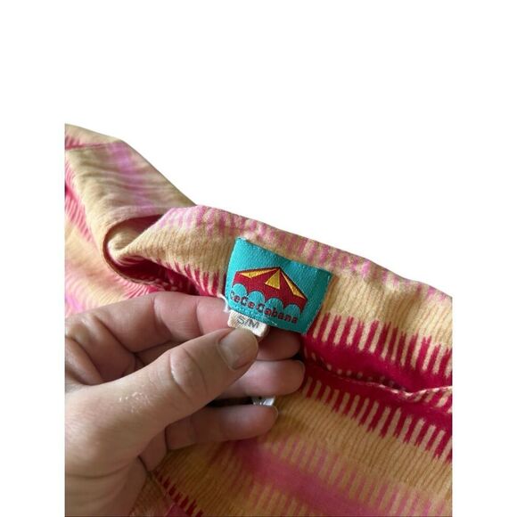 Cece Cabana Striped Cotton Long Sleeve Belted Dress S M Pink Yellow - Picture 4 of 9